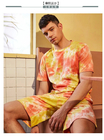 small quantity clothing manufacturers Men'S Summer 2pc Tie Dye Round Neck Short Sleeve Casual Suit